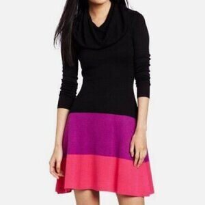 BCBGMAXAZRIA Black Combo Azura Long Sleeve Sweater Dress